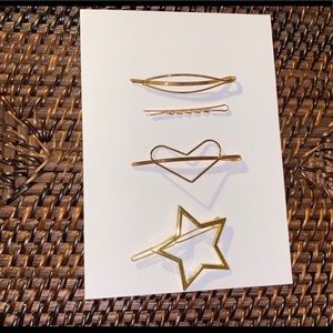 4 pc gold hair clips